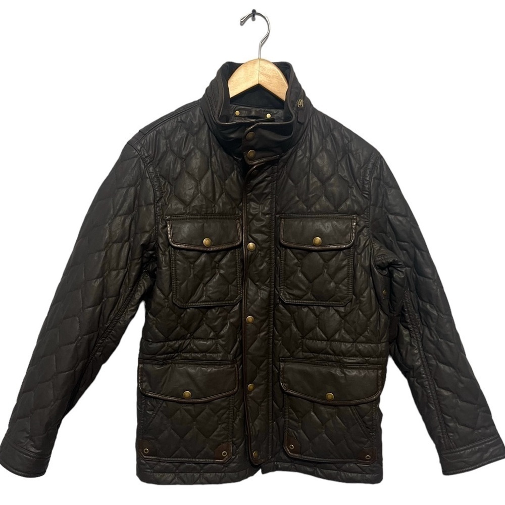 Coach Wyatt Waxed Quilted Field Jacket Men's Small Dark Brown Utility Coat